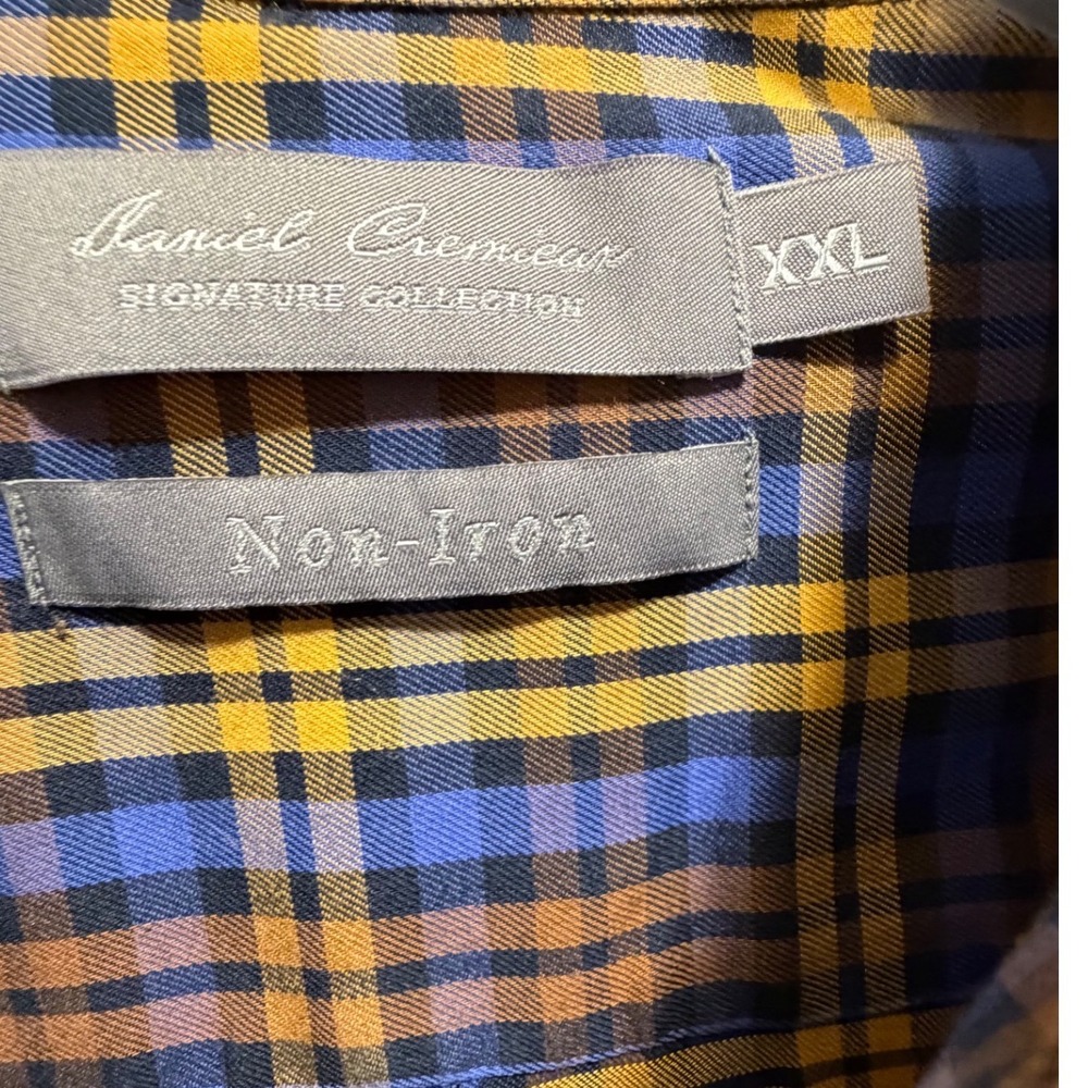 Daniel Cremieux Signature Collection Plaid Shirt Mens XXL Blue Gold Non-Iron NEW - Picture 6 of 15